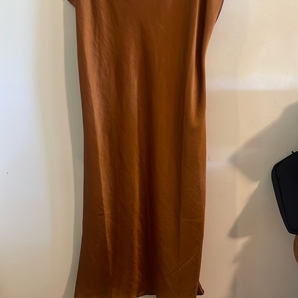 Wilfred Only Slip Midi Dress Mustard Copper Satin - Picture 8 of 8